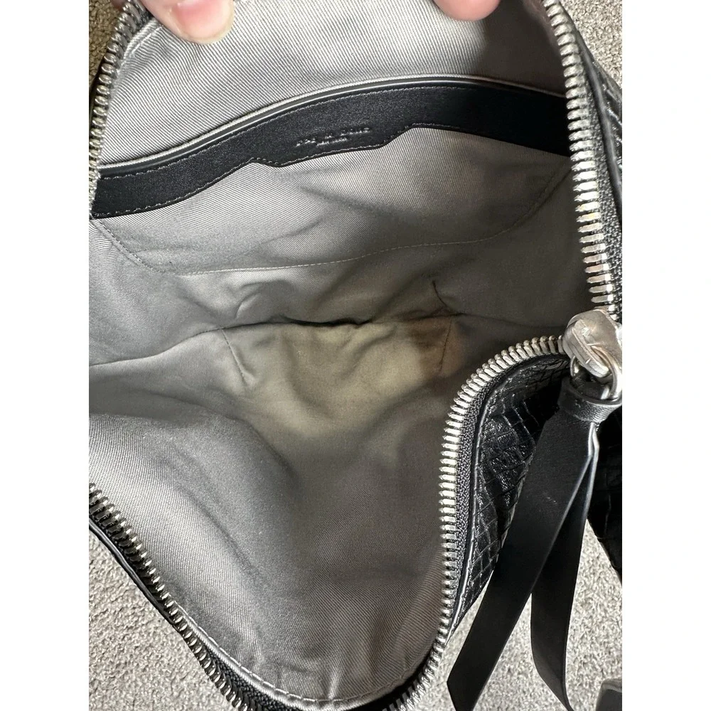 rag & bone Spire Mini Snake Embossed Leather Hobo Shoulder Bag Black NWOT